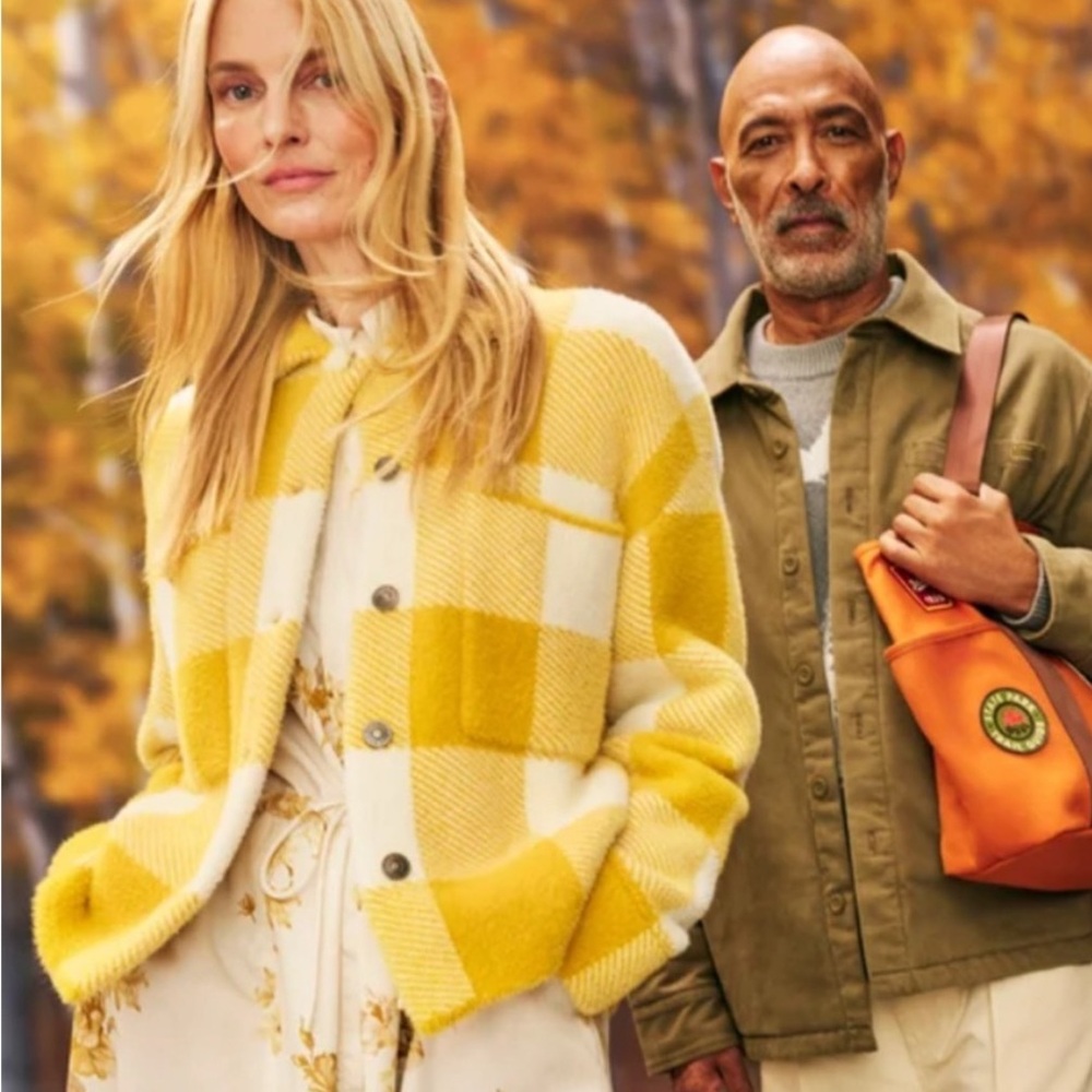 Woolrich For Target Mustard and Cream Checkered‎ Teddy Jacket